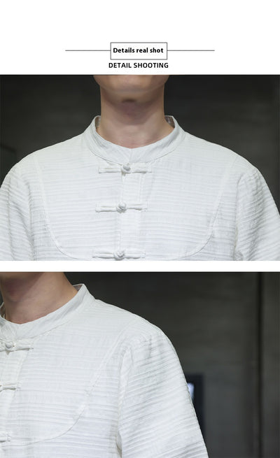 Camisa Retro Tang Chino - Algodón y Lino con Cierre Tradicional para Hombre - Image 13