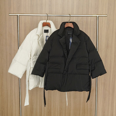 Chaqueta Acolchada Suelta de Largo Medio con Cuello de Traje - Image 24