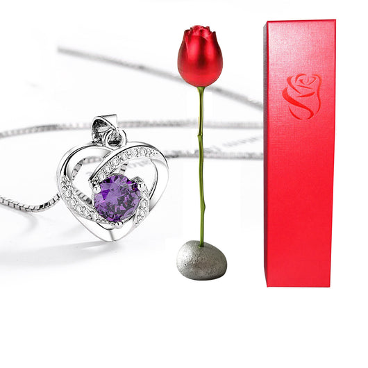 Collar Corazón de Cristal Bicolor con Rosa - Regalo Romántico para Ella - Image 16