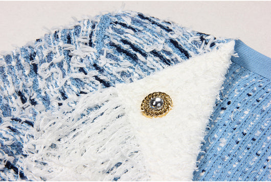 Abrigo Tweed Elegante con Cuello Vuelto y Detalle de Borla - Image 22