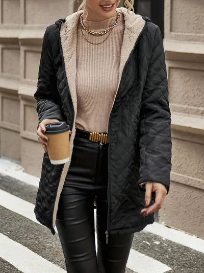 Chaqueta Cálida a Cuadros con Capucha y Mangas Largas - Image 9