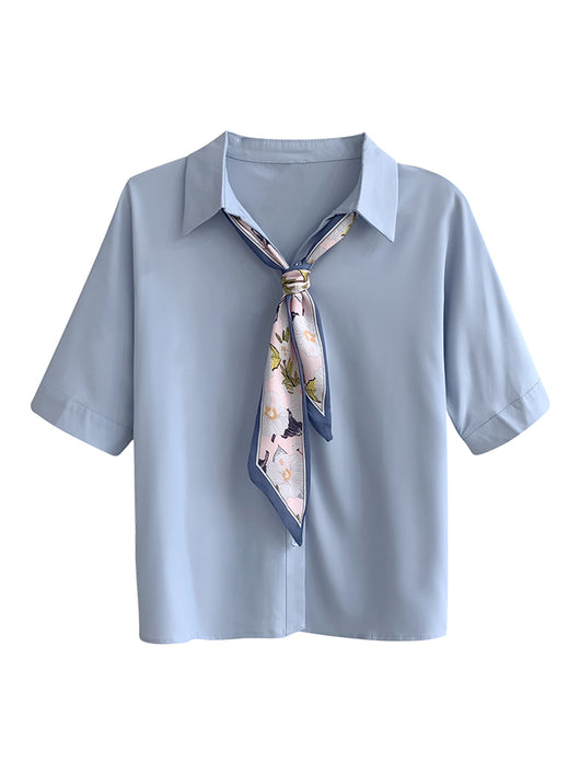 Blusa Elegante de Gasa con Escote V y Mangas Cortas - Image 6