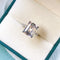 Anel Feminino Retangular com Diamante de Alto Carbono Simulado Pagoda Branco Tamanho 9
