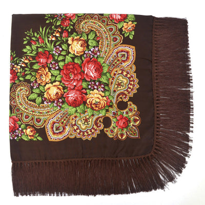 Pañuelo Floral Retro con Flecos para Mujer - Image 33