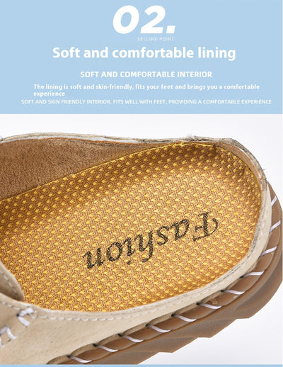 Pantuflas Cerradas de Encaje Artesanales para Mujer con Costura Retro - Image 11