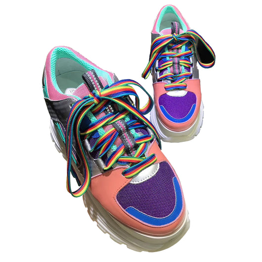 Zapatos Plataforma Casual para Mujer - Cuero con Combinación de Colores - Image 8