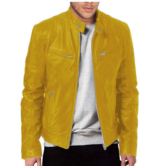 Chaqueta de Cuero para Hombre con Cuello Alto Estilo Punk - Image 5
