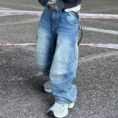 Jeans Baggy Plisados Lavado Blanco Azul - Image 9