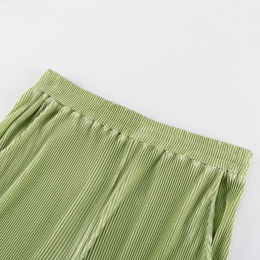 Conjunto Casual: Blusa Verde Manga Corta + Pantalón Plisado Talle Alto - Image 33