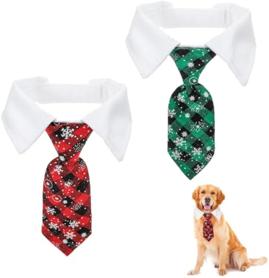 Corbata Navideña Ajustable para Mascotas con Patrón de Copos de Nieve
