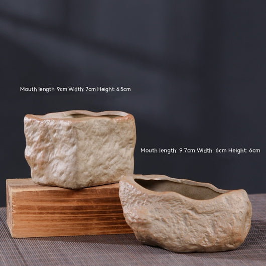 Maceta de Cerámica Rústica para Suculentas - Diseño Piedra Natural - Image 6