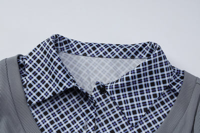 Blusa Cuello Alto Manga Larga con Estampado Patchwork Cuadros - Image 20
