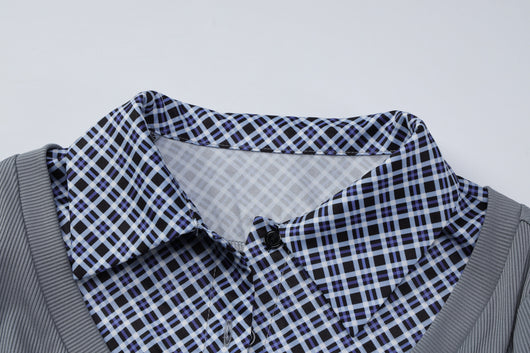 Blusa Cuello Alto Manga Larga con Estampado Patchwork Cuadros - Image 20