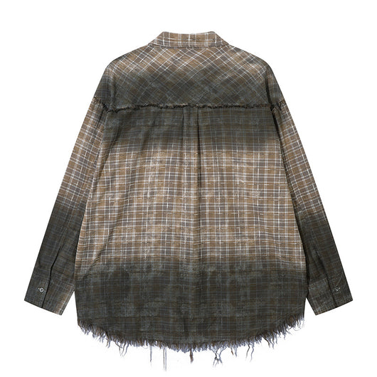 Camisa Plaid Degradado con Bordes Deshilachados - Image 23