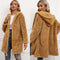 Abrigo Cardigan Midi de Lana de Cordero con Capucha Estilo Trinchera
