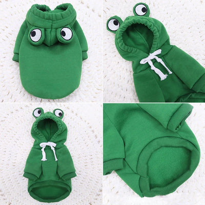 Sudadera Cálida de Rana para Mascotas - Disfraz Halloween Divertido para Gatos y Perros Pequeños - Image 5