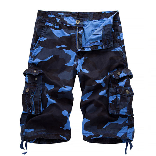 Shorts Cargo Camo de Algodón con Múltiples Bolsillos para Hombre