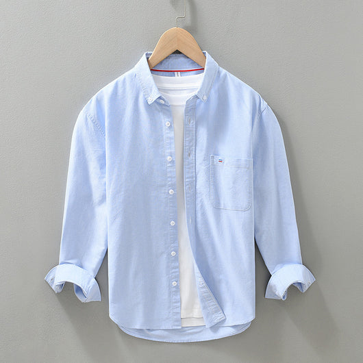 Camisa Oxford de Manga Larga para Hombre - Casual y Versátil - Image 8