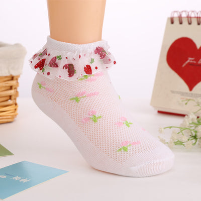 Calcetines Deportivos Mesh Fresa para Niñas - Tubo Medio - Image 6