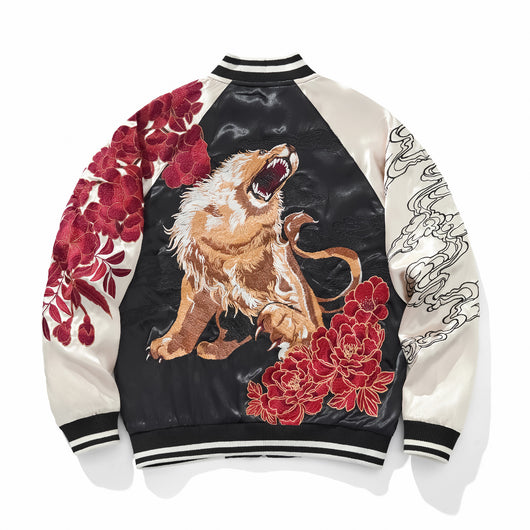 Chaqueta Béisbol Bordada con Zorro de Nueve Colas y Rey León - Image 3
