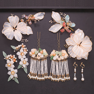 Tocado Estilo Antiguo con Flores Rojas y Flecos - Corona de Pelo Nupcial - Image 15