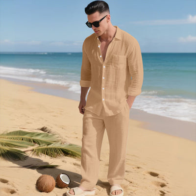 Conjunto de Camisa Suelta y Pantalón de Manga Larga para Playa - Image 5