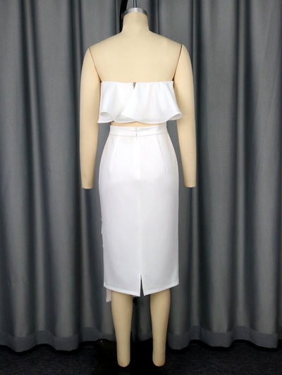 Conjunto Asimétrico: Top Tubo Blanco con Falda Cadera - Image 11