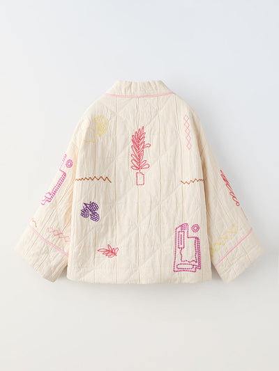 Kimono Casual Versátil con Bordado de Frutas y Cuello en V - Image 20