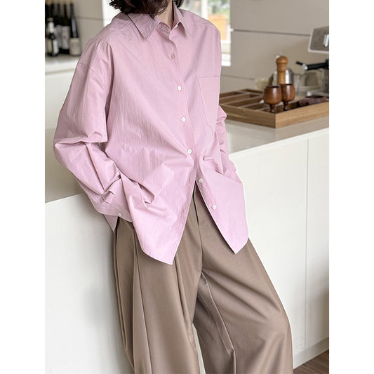 Camisa de Diseño Coreano con Cuello Solapa y Manga Larga - Image 2