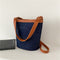 Bolsa Bucket de Denim con Costuras Reforzadas - Gran Capacidad Portátil