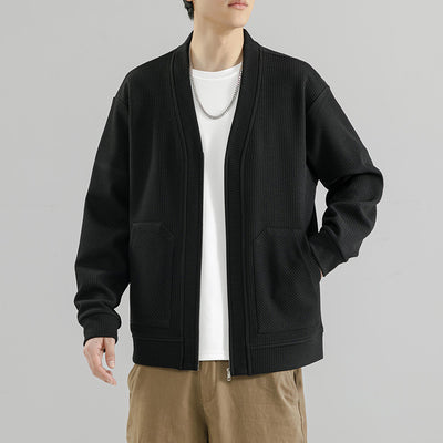 Cardigan Tipo Chaqueta Talla Grande para Hombre - Cierre de Cremallera - Image 3