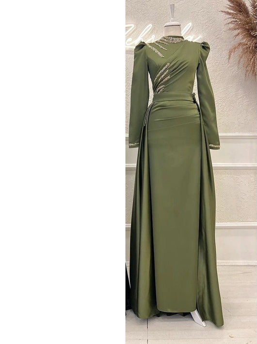 Vestido Islámico Elegante de Manga Larga con Cuello Mao Desmontable - Image 6