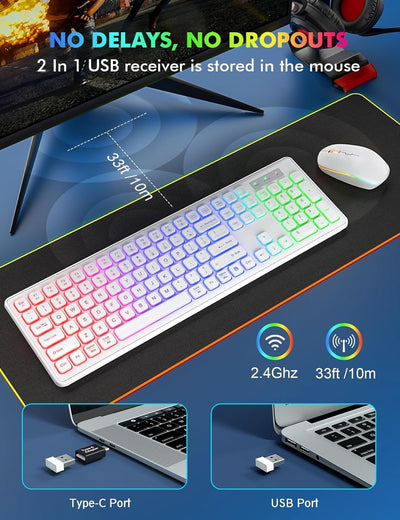 Teclado y Ratón Inalámbricos con Retroiluminación 24g Recargables - Image 14
