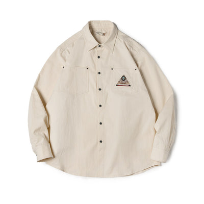 Camisa Manga Larga Estilo Retro con Totem Indígena Crema - Image 5