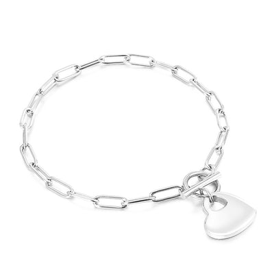Conjunto de Pulsera y Collar de Acero Titanio con Corazón de Durazno para Mujer - Image 9