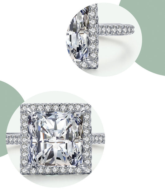 Anillo de Plata 925 con Diamante de Simulación Cuadrado - Image 12
