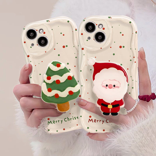 Funda para Teléfono con Soporte y Diseño Navideño de Puntos Coloridos