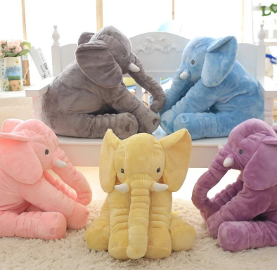 Pink 60cm and yellow 40cm elephant plush dolls, soft comfort pillows for babies and kids. - Image 58