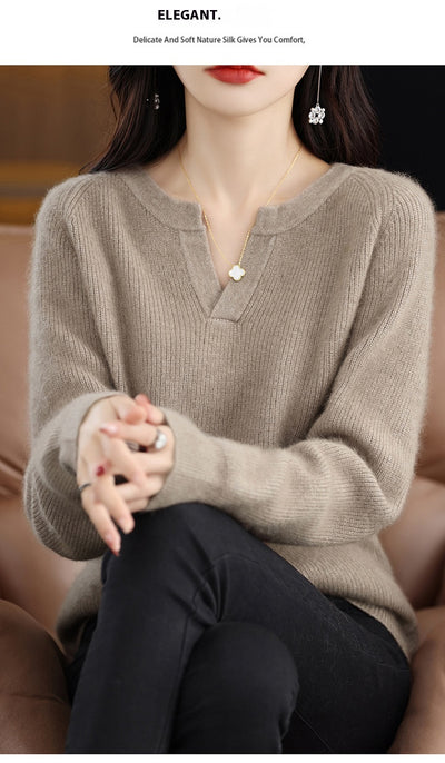 Suéter de Visón Otoño Invierno Mujer Talla Grande Holgado con Forro Polar - Image 18