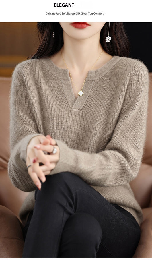 Suéter de Visón Otoño Invierno Mujer Talla Grande Holgado con Forro Polar - Image 18