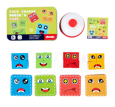 Cubo Mágico de Madera con Patrones de Expresiones - Bloques Educativos Montessori - Image 8