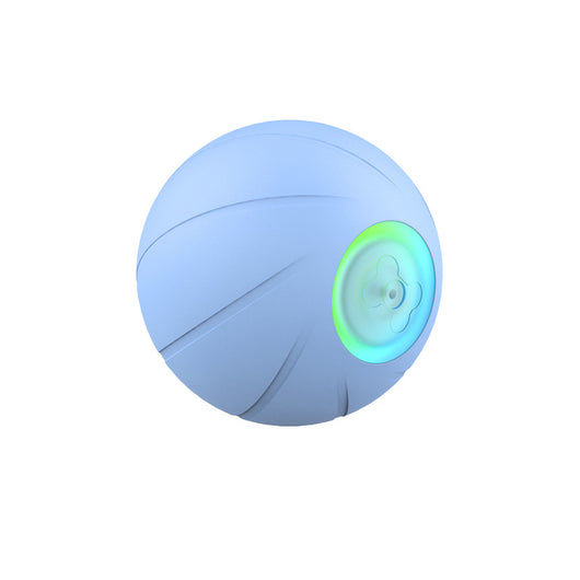Orange smart rolling ball cat toy with a glowing blue-green light, designed for interactive play and boredom relief. - Image 3