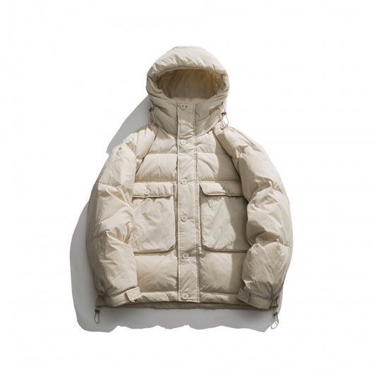 Chaqueta Acolchada Suelta Estilo Japonés con Capucha para Hombre - Image 2