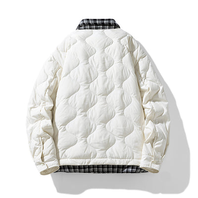 Chaqueta Acolchada con Cuello de Solapa Tipo Béisbol y Detalles Escoceses - Image 3