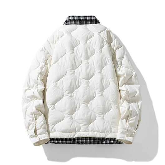 Chaqueta Acolchada con Cuello de Solapa Tipo Béisbol y Detalles Escoceses - Image 3