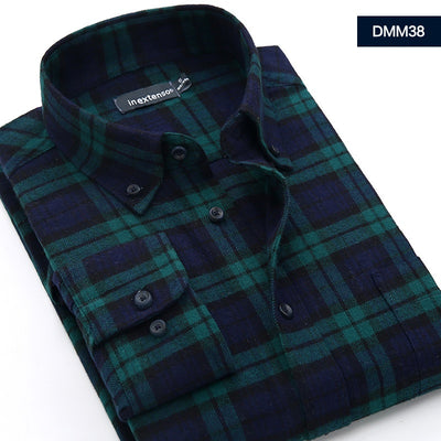Camisa Casual de Cuadros con Textura Brushed para Hombre - Image 7