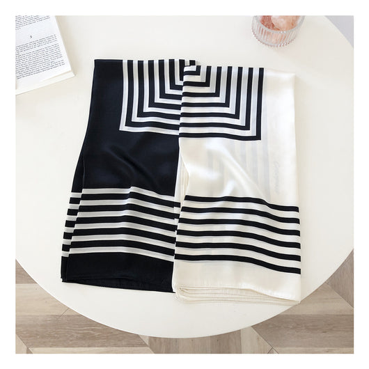 Pañuelo de Seda Elegante a Rayas para Mujer - Image 17