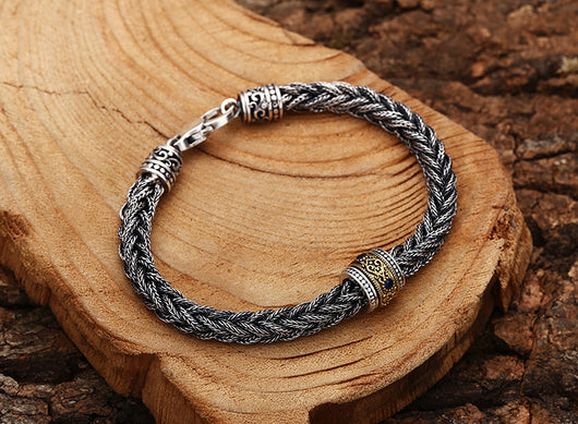 Pulsera de Plata 925 Tejida a Mano Estilo Retro - Image 6