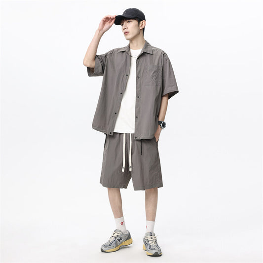 Conjunto de Dos Piezas: Shorts y Camisa Suelta de Cáñamo Transpirable