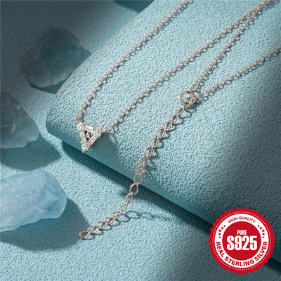 Collar Corto de Plata S925 Personalizado con Diamante Triangular para Mujer - Image 4